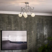 HOMCOM Modern Crystal Ball Chandelier Ceiling Light Pendant Light with 5 Lampshades 5 G9 Bulbs Required Silver(m-11)