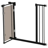 PawHut Pressure Fit Safety Gate, Dog Gate for Doorways and Staircases with Auto Closing Door Double Locking, Acrylic Panel, Extensions Kit, 74-80 cm/84-90 cm - Black(m-8)