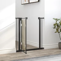 PawHut Pressure Fit Safety Gate, Dog Gate for Doorways and Staircases with Auto Closing Door Double Locking, Acrylic Panel, 74-80 cm - Black(m-2)