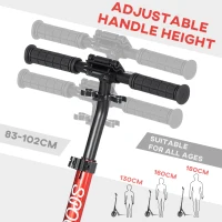 HOMCOM Foldable Adjustable Kick Scooter, with Dual Shock Absorber and ABEC-9 Bearing - Red(m-4)