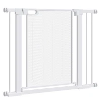 PawHut Dog Barrier for House, Dog Safety Gate for Doorways and Staircases, w/ Auto Closing Door, w/ Double Locking - White(m-1)
