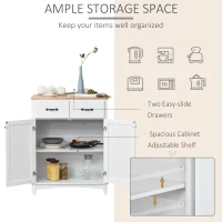 HOMCOM Modern Kitchen Cupboard, Wooden Storage Cabinet, Tableware Organizer with 2 Drawers for Living & Dining Room, White(m-4)