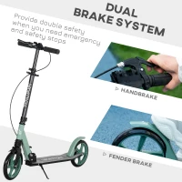 HOMCOM Folding Kick Scooter with Adjustable Handlebar, Push Scooter with Dual Brake System, Shock Absorber, 200mm Wheels & ABEC-9 Bearings, for 14+(m-6)