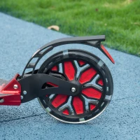 HOMCOM Foldable Adjustable Kick Scooter, with Dual Shock Absorber and ABEC-9 Bearing - Red(m-9)