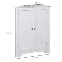 kleankin Triangle Bathroom Cabinet, Corner Bathroom Storage Unit with Adjustable Shelf and Recessed Door, Free Standing, White(m-3)