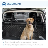 PawHut Reja de Seguridad de Coche para Perros Ajustable 85-140x40-50 cm Rejilla Separadora para Mascotas Negro(m-5)