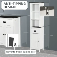 kleankin Tall Bathroom Cabinet, Freestanding Tallboy Storage Unit with Drawer and Adjustable Shelf for Living Room, White(m-6)