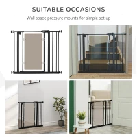 PawHut Pressure Fit Safety Gate, Dog Gate for Doorways and Staircases with Auto Closing Door Double Locking, Acrylic Panel, Extensions Kit, 74-80 cm/84-90 cm - Black(m-7)