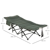 Outsunny Foldable Sun Lounger, Padded Patio Camping Bed with Carry Bag, Magazine Bag and Cup Holder for Outdoor, Garden, Porch, Grey(m-3)