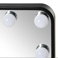 HOMCOM Vanity Mirror with LED Lights, Tabletop Makeup Mirror with 12 Dimmable Bulbs, Memory Function and Metal Frame, Black(m-8)