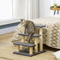 PawHut 48cm Three-Step Cat Tree, with Toy Ball, Jute Scratching Post - Grey(m-10)