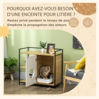 PawHut Maison de toilette pour chat meuble cache litière pour chat 2 étagères et grand plateau 80 x 40 x 73 cm(m-7)