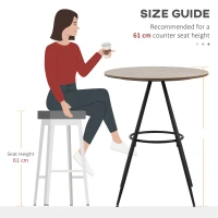 HOMCOM Round Bar Table with Fixed Tabletop and Steel Legs, Circular Cocktail Table for Dining Room, Home Bar(m-6)