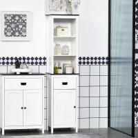 kleankin Tall Bathroom Cabinet, Freestanding Tallboy Storage Unit with Drawer and Adjustable Shelf for Living Room, White(m-2)