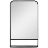 HOMCOM Modern Square Wall Mirror with Storage Shelf, 86 x 53 Mirrors for Living Room, Bedroom, Black(m-1)