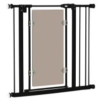 PawHut Pressure Fit Safety Gate, Dog Gate for Doorways and Staircases with Auto Closing Door Double Locking, Acrylic Panel, Extensions Kit, 74-80 cm/84-90 cm - Black(m-1)