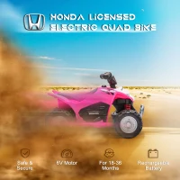 AIYAPLAY Honda Licensed Kids Quad Bike, 6V Electric Ride on Car ATV Toy with LED Light Horn for 1.5-3 Years, Pink(m-4)