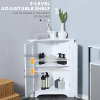 kleankin Triangle Bathroom Cabinet, Corner Bathroom Storage Unit with Adjustable Shelf and Recessed Door, Free Standing, White(m-5)