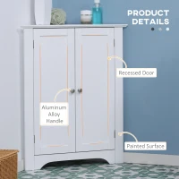 kleankin Triangle Bathroom Cabinet, Corner Bathroom Storage Unit with Adjustable Shelf and Recessed Door, Free Standing, White(m-7)
