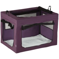 PawHut Large Medium Dog Crate Dog Carrier Dog Travel Crate Folding Fabric Soft 90Lx63Wx63Hcm-Purple(m-1)