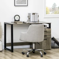 HOMCOM Secretária Mesa de Computador com Armário 2 Gavetas e Estrutura de Metal 119,5x56x76,8cm Marrom(m-2)