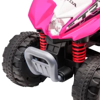 AIYAPLAY Honda Licensed Kids Quad Bike, 6V Electric Ride on Car ATV Toy with LED Light Horn for 1.5-3 Years, Pink(m-11)