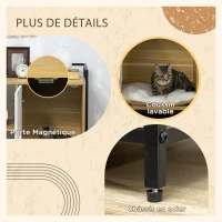 PawHut Maison de toilette pour chat meuble cache litière pour chat 2 étagères et grand plateau 80 x 40 x 73 cm(m-6)
