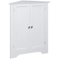 kleankin Triangle Bathroom Cabinet, Corner Bathroom Storage Unit with Adjustable Shelf and Recessed Door, Free Standing, White(m-1)