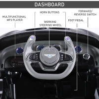 HOMCOM Bentley GT Licensed 12V Kids Electric Ride On Car with Remote Control Two Motors LED Light Music for 3-5 Years Black(m-5)