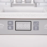 HOMCOM Kinderküche Spielküche aus Holz Küchenspielzeug mit Zubehör Musikspielküche Spielzeugset Spielzeugküche für 3–6 Jahre Grau 60 x 29 x 84 cm(m-9)