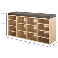 HOMCOM Multi-Storage Shoe Rack w/ 14 Compartments Cushion Moving Shelves Solid Frame Foot Pads Home Office Tidy Organisation Boots Trainers Brown(m-3)