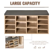 HOMCOM Multi-Storage Shoe Rack w/ 14 Compartments Cushion Moving Shelves Solid Frame Foot Pads Home Office Tidy Organisation Boots Trainers Brown(m-7)
