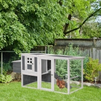 PawHut Deluxe Chicken Coop, Hen House, Wooden Poultry Cage w/ Outdoor Run, Nesting Box, Removable Tray, Openable Hollow Sheet Roof and Lockable Doors, 162 x 76.5 x 79.5cm(m-15)