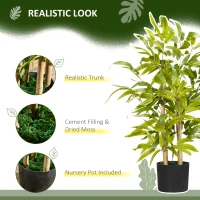 HOMCOM Artificial Plants Bamboo Tree in Pot Desk Fake Plants for Home Indoor Outdoor Decor, 15x15x60cm, Green(m-4)