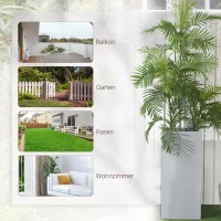 Outsunny Pflanzkübel, lackierter Stahl, wetterbeständig, 34 cm x 34 cm x 76 cm, Grau(m-6)