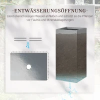 Outsunny Pflanzkübel, lackierter Stahl, wetterbeständig, 34 cm x 34 cm x 76 cm, Grau(m-4)