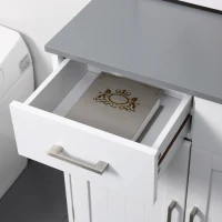 kleankin Freestanding Bathroom Cabinet, Storage Cupboard with 2 Drawers, Double Doors, Adjustable Shelf, White(m-8)