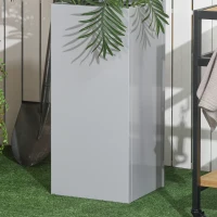 Outsunny Pflanzkübel, lackierter Stahl, wetterbeständig, 34 cm x 34 cm x 76 cm, Grau(m-8)