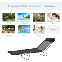 Outsunny Sonnenliege klappbar Gartenliege mit Kopfkissen Liegestuhl verstellbar mit 5-Fach Campingliege bis 120kg belastbar für Garten, Balkon und Pool geeignet, 4 Farben(Schwarz)(m-7)