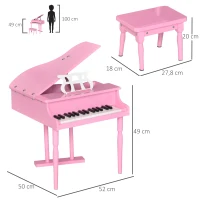 HOMCOM 30 Keys Mini Kids Piano for Child with Music Stand and Bench Best Gifts Toy(m-3)