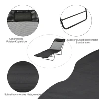 Outsunny Sonnenliege klappbar Gartenliege mit Kopfkissen Liegestuhl verstellbar mit 5-Fach Campingliege bis 120kg belastbar für Garten, Balkon und Pool geeignet, 4 Farben(Schwarz)(m-5)