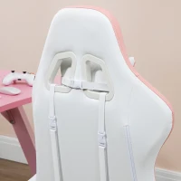 Vinsetto Computer Gaming Chair, PU Leather Desk Chair with Footrest, Swivel Task Chair with 135° Reclining Back and Lumbar Support, PC Chair for Adults, White and Pink(m-8)