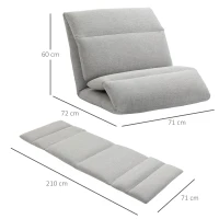 HOMCOM Adjustable Floor Chair with Back Support, Folding Chair Bed, Lazy Sofa Bed for Gaming, Meditation, Reading, Light Grey(m-3)