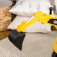 HOMCOM Excavator si compartiment de depozitare, jucarie de calarit pentru copii de la 1-3 ani fara baterie, galben(m-8)