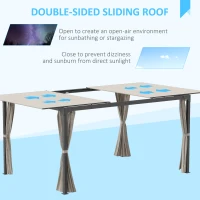 Outsunny Foisor cu pergola 3 x 3 (m) cu acoperis extensibil, Adapost cu copertina cu pergola retractabila cu perdele, Cadru din aluminiu pentru gradina, peluza, curte si terasa, bej(m-4)