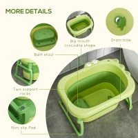 HOMCOM Cadita pentru baita pentru nou-nascuti si copii cu varsta intre 0-6 ani, din plastic antiderapant, verde, 75.3x55.4x43cm(m-7)
