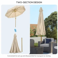 Outsunny Umbrela pentru gradina cu inclinare si manivela, Umbrela de exterior pentru masa cu acoperis dublu, kaki(m-8)