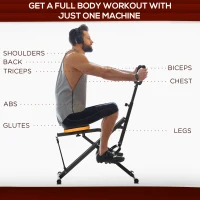 HOMCOM Aparat de vaslit, aparat pliabil pentru antrenarea fesierilor cu niveluri reglabile si monitor LCD(m-8)