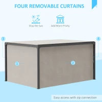 Outsunny Foisor cu pergola 3 x 3 (m) cu acoperis extensibil, Adapost cu copertina cu pergola retractabila cu perdele, Cadru din aluminiu pentru gradina, peluza, curte si terasa, bej(m-5)