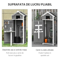 Homcom Magazie Gradina Lemn – Raft Detasabil & Masa de Lucru(m-5)
